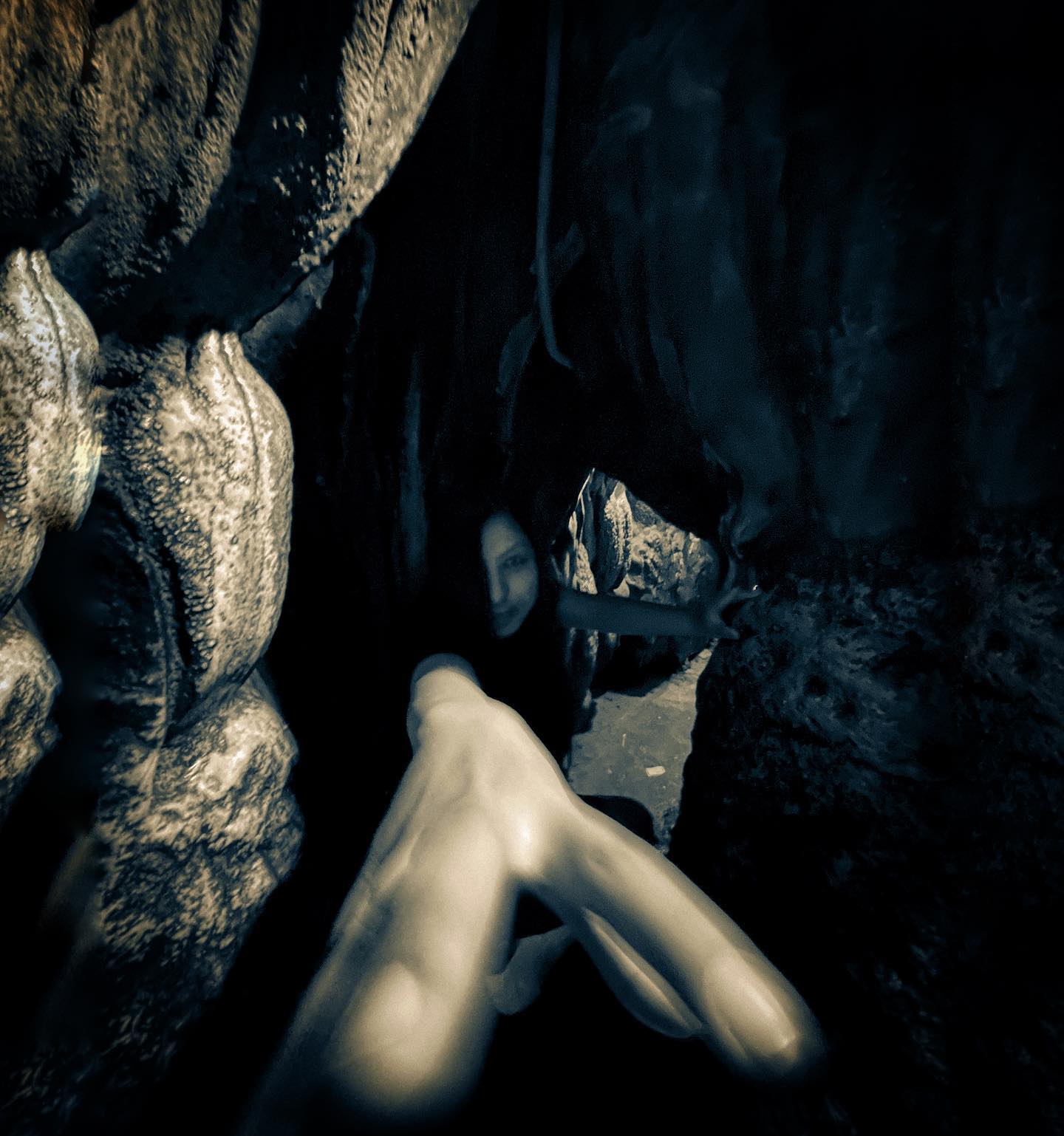 A narrow cave passage inside Mawsmai Cave